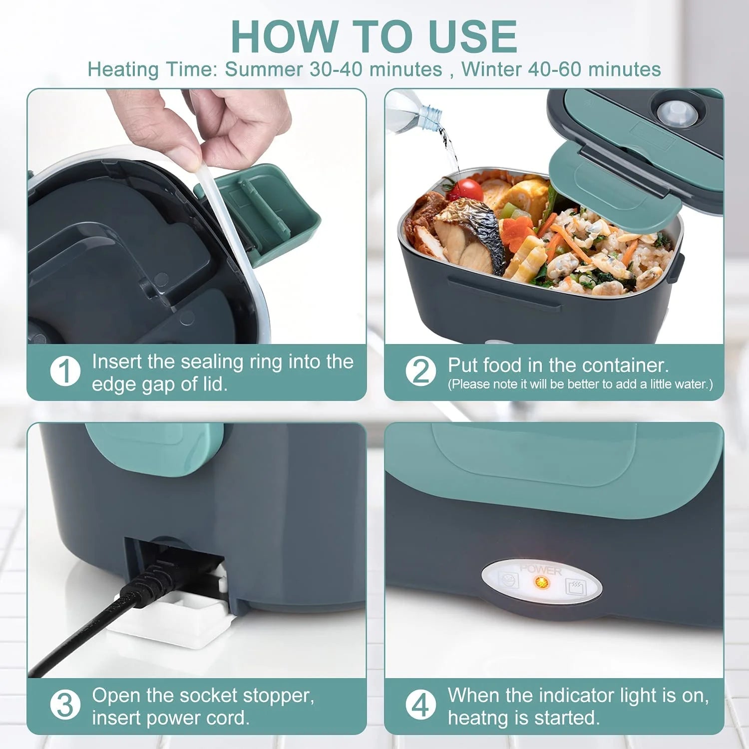 2 in 1 110V 12V Stainless Steel Electric Heating Lunch Box Car Office School Food Warmer Container Heater Lunch Box Set
