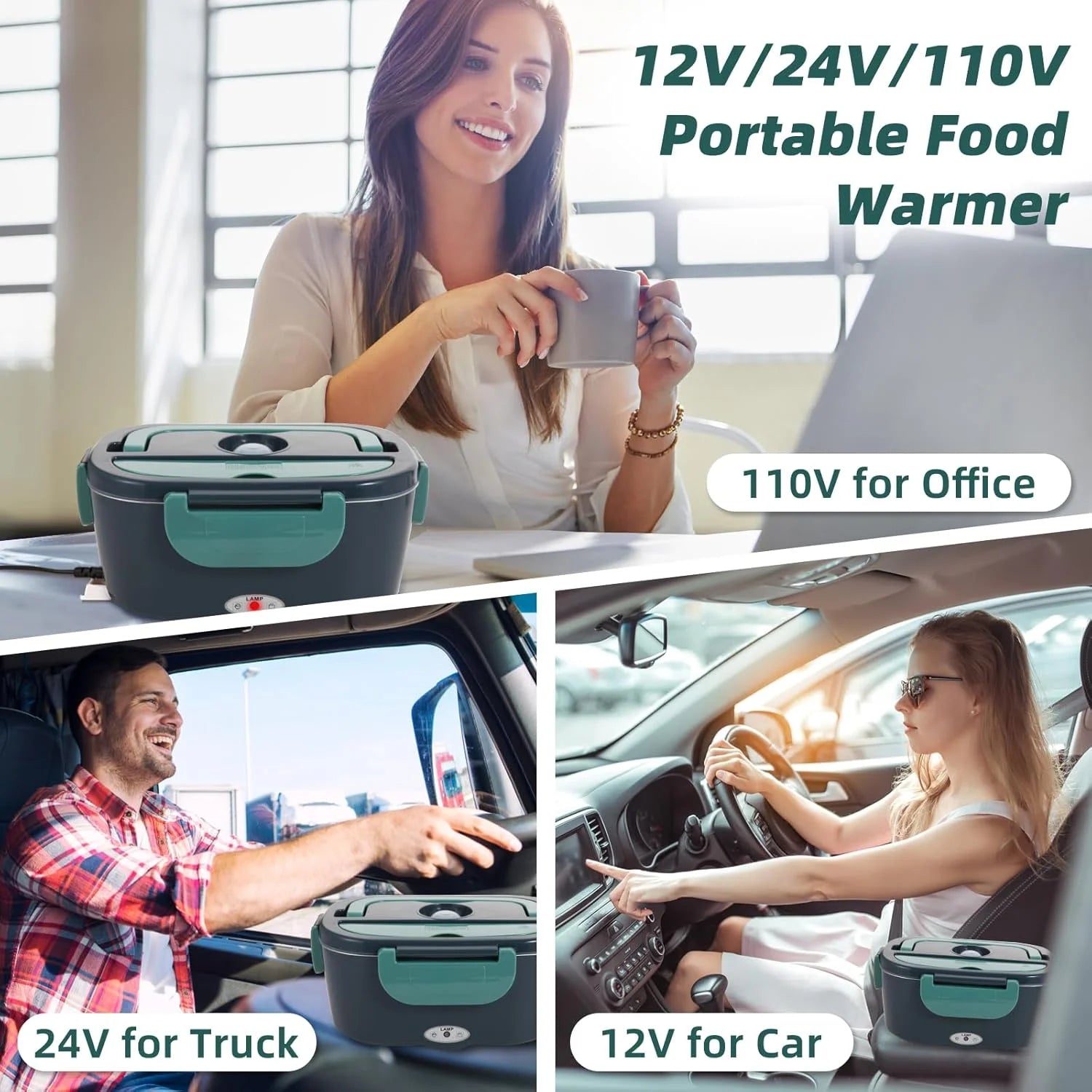 2 in 1 110V 12V Stainless Steel Electric Heating Lunch Box Car Office School Food Warmer Container Heater Lunch Box Set